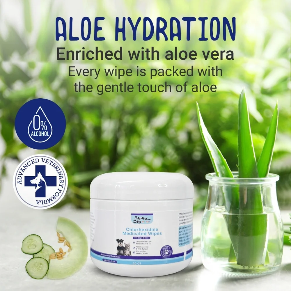 Alpha Dog Series Chlorhexidine Ketoconazole Wipes Anti Itch Hot Spot Relief